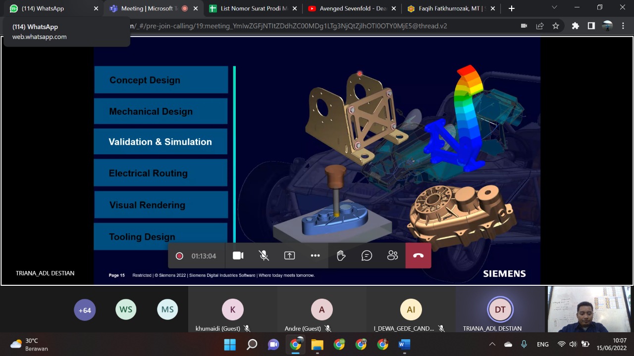 WEBINAR PRODI D-3 TEKNIK MESIN DENGAN HITACHI SECARA ONLINE “SOLUTION SHORTEN THE DESIGN CYCLE WITHOUT SACRIFICING QUALITY”.