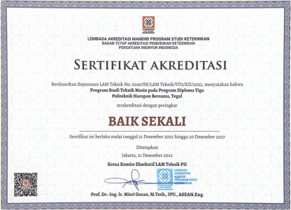 Akreditasi Prodi Mesin 2022